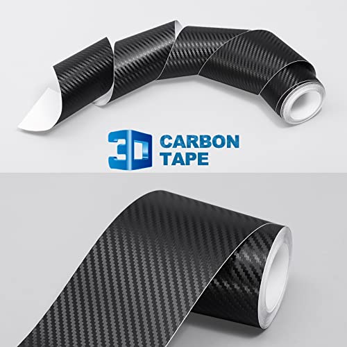 Spurtar Carbon Fiber Wrap Black Vinyl Wrap for Cars, 3 Inch x 20 ft Universal Chrome Delete Dry Carbon Fiber Tape Door Edge Guards Vehicle Detailing Tape Overlay Vinyl Paper Car Exterior Accessories - size: 3 Inch x 20 ft