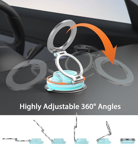 2026 Next-Gen Suction Cup Phone Mount Cute 360° Zinc Alloy 109 LBS Phone Stand Vacuum Magnetic Car Holder for MagSafe Strongest Accessories for iPhone 16 15 14... Android - color: Blue