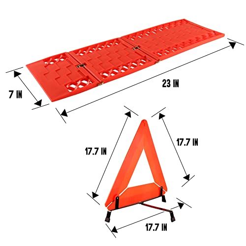 Koolatron Oskar Emergency Roadside Kit – 3-Piece Vehicle Safety Set with Folding Tire Traction Mats & Reflective Warning Triangle – Car, SUV, Truck Essentials for Snow, Ice, Mud, Sand