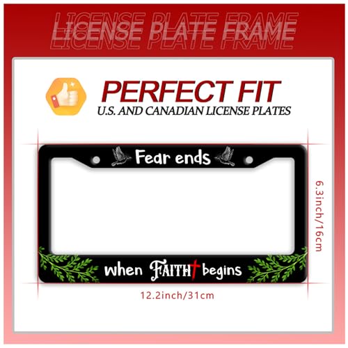 Personalized License Plate Frame Fear Ends When Faith Begins License Plate Frames Christian Auto Accessory Bracket Stainless Steel Funny License Plate 6.3 x12.3 Inch - color: Fear Ends When Faith Begin