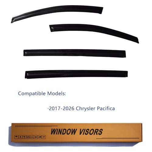 Window Visors Rain Guards Compatible with 2017-2026 Chrysler Pacifica, Out-Channel Side Window Wind Deflectors Vent Shades Accessories, Dark Smoke 4 Pcs, 2018 2019 2020 2021 2022 2023 2024 2025 - size: 2017-2026 Chrysler Pacifica