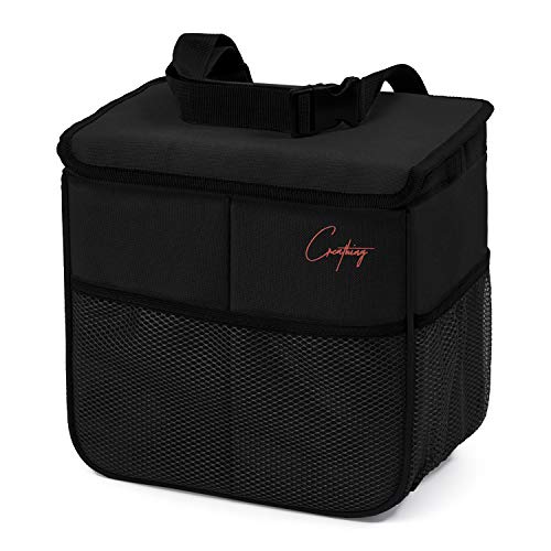 Creathing Car Trash Can Foldable, Waterproof | Organizer Bag or Garbage Can for Console/Seat (Medium, Black), 2 Gallons