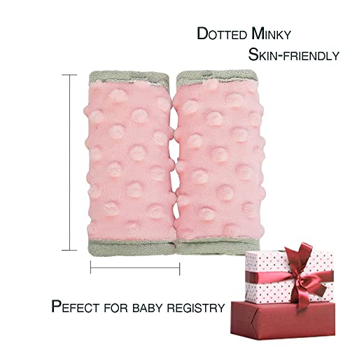 DODO NICI car seat Strap Cover for Baby, seat Belt Cover Cushion, Belt Pads fit Baby Carrier/Pushchair/Stroller, Cozy Peace Dotted Minky, Solid Pink - color: Solid pink
