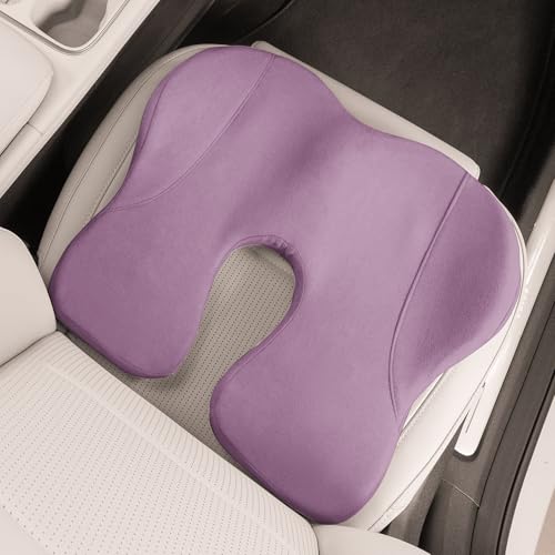 Car Seat Cushion, Memory Foam Wedge Car Seat Cushion for Driving Relieves Tailbone Pain, Ergonomic Car Seat Pad for Auto, Office Chair (Purple) - color: Purple
