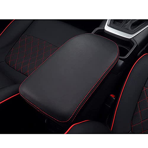 INTGET for Toyota RAV4 Accessories 2025 2024 2023 2022 2021 2020 2019 and 2021-2024 RAV-4 Prime Center Console Cover Leather Armrest Middle Console Lid Cover Arm Rest Covering Car(Red) - color: red