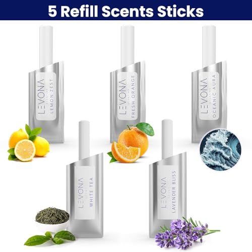 Levona Scent Car Diffuser Vent Clip: Car Air Fresheners with Perfume Essential Oil Sticks - Car Scents Accessories for Men and Women - Sleek Modern Cylindrical Design (Red) - color: Red
