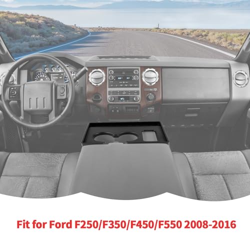 RT-TCZ Front Cup Holder Storage Box Tray Organizer Interior Accessories for Ford F250/F350/F450/F550 2008-2016 - size: 2008-2016