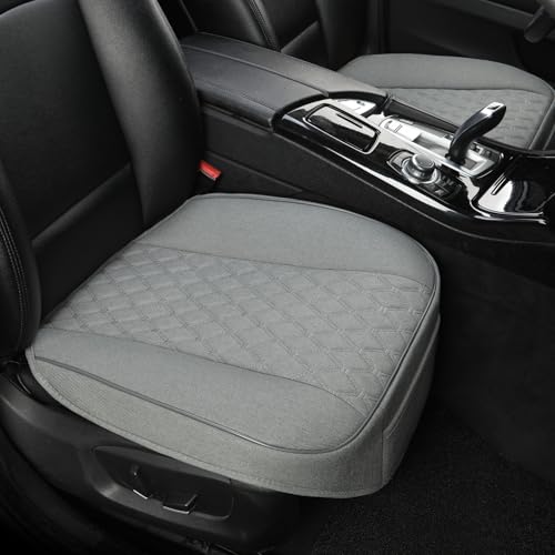 West Llama Linen Front Car Seat Cover Protector Anti-Slip Bottom Seat Cover Fits 95% of Vehicles,Wrapping Around The Bottom,Diamond Pattern(Gray-2Pcs) - color: Diamond Pattern-Gray, size: 2pc