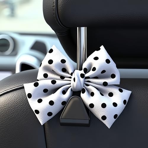 2-Pack Car Purse Hooks for Hanging Purses and Bags, Cute Bow car seat headrest Hooks for Hanging car Purse Hooks. (White Wave Point) - color: white Wave point