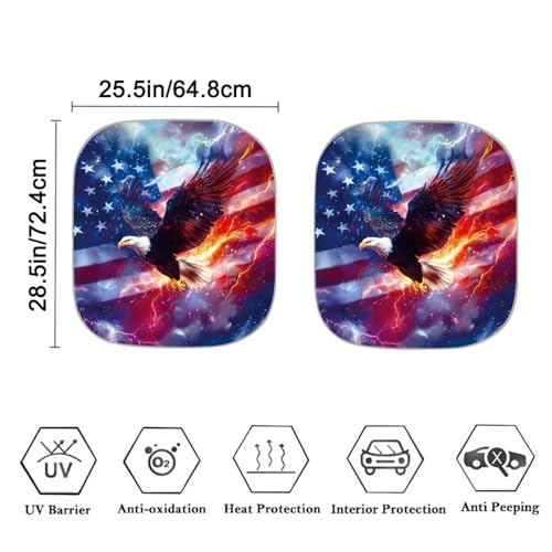 Eagle Flag 2 PCS Car Windshield Sun Shade Foldable Automotive Front Window Sunshade Protector Window Shades Cover Sun Visor Shield for Most Sedan Truck SUV - color: Eagle Flag
