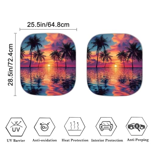 Windshield Sunshade Foldable Car Front Window Sun Shade Sun Visor 2 Packs Reflect Sunlight, Universal Fit Most Cars SUV Truck Van Sedan, Palm Tree - color: Beach Palm Tree Printed