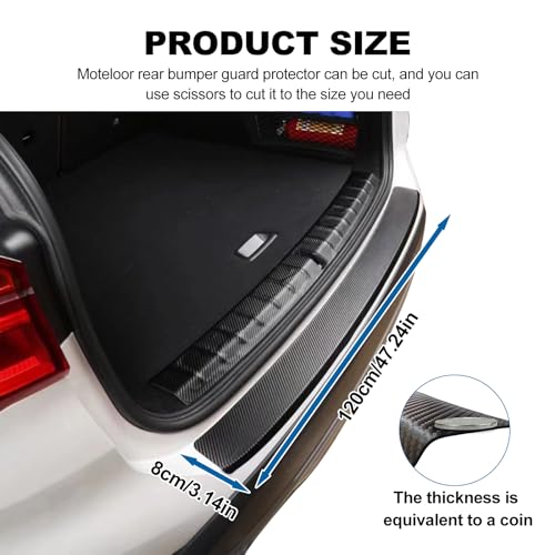 Rear Bumper Guard Protector for Car, Universal Carbon Fiber Scratch-Resistant Non-Slip Trunk Door Entry Sill Protector for (47.24 * 3.14) - size: 47.24*3.14