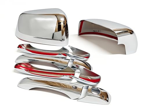 Chrome Side Door Handle and Half Mirror Covers Add-on Style Compatible with Dodge Durango/Grand Cherokee 2011-2021