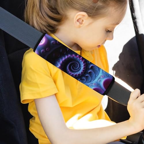 Fashion Car Seat Belt Covers Soft Cushion Pad Car Shoulder Strap Harness Pad Trippy Purple Tie Dye - color: Color860