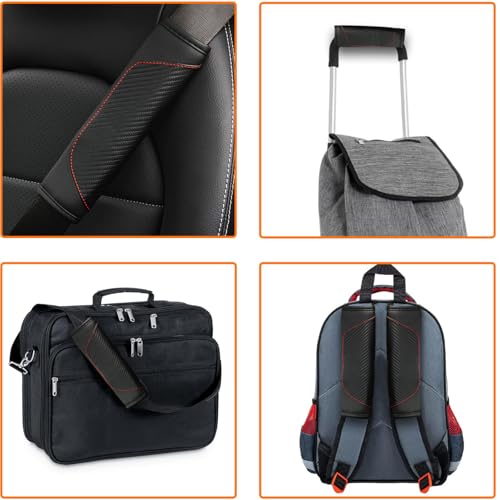 2PCS Car Seat Belt Cover, Carbon Fiber Safety Seatbelt Shoulder Strap Covers, Breathable Leather Soft Harness Pad for Car Interior Accessories (Black) - color: Black