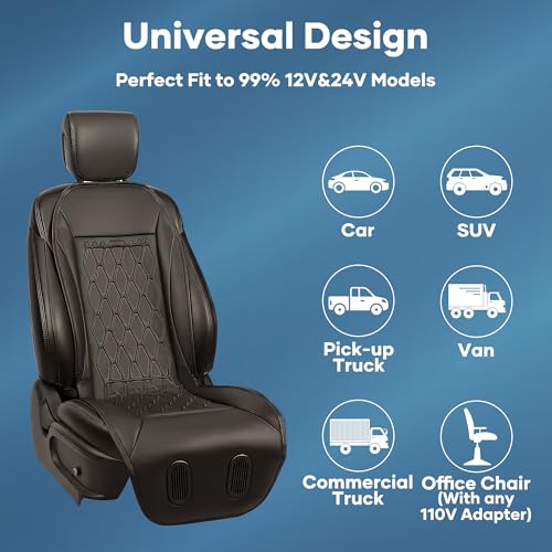 Liquid Cooling Car Seat Cover Front Seat, Air Conditioned Cooling Seat Cooler (Not Fan), Cooling Seat Cushion for Cars with 3 Modes, Quiet, Works Without A/C, Fits Car SUV Truck, Classic Black - color: Classic Black