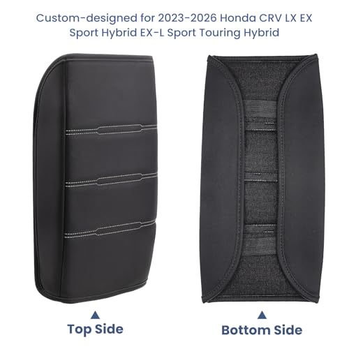 Center Console Cover for Honda CRV 2026 2025 2024 2023, Upgraded PU Leather Thick & Soft Armrest Cover for CRV 2023-2026 (Gray Stitching) - color: Gray Stitching