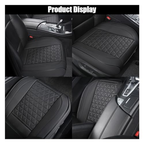 GLSOWEE Leather Car Seat Cover, Auto Front Bottom Seat Cover Luxury Car Seat Protector Anti-Slip Waterproof Cushion Cover with Storage Pocket, for Most Cars, Trucks, SUVs (Black) - color: Black