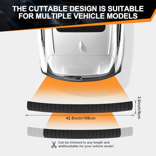 SINGARO Car Rear Bumper Protector, 41.5inch x3.6inch Car/SUV/Trunk Universal Rubber Anti-Scratch Trunk Exterior Accessories - size: 41.5"x3.6"