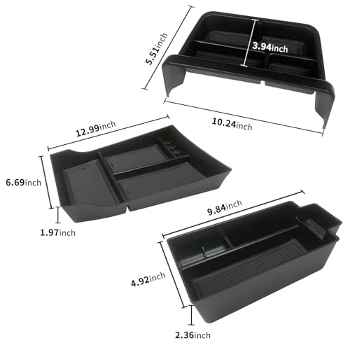 Zxiaochun 3PCS Center Console Organizer Compatible with 2021-2025 2026 Nissan Rogue S/SV/Rock Creek Accessories, Dashboard Tray Armrest Storage Box Lower Center Console Tray (Only Fit 8-Inch Screen) - size: 3PCS Center Console Tray