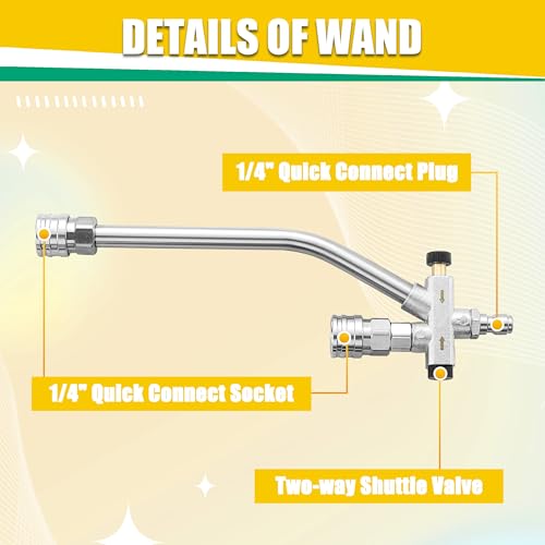 JOEJET Pressure Washer Gun with Mini Foam Cannon Dual Connector, Dual-Purpose Switch Spray Gun with 5 Power Washer Nozzle Tips, Dual Wand Foam Cannon, 1/4” Quick Connector - size: 100 ml