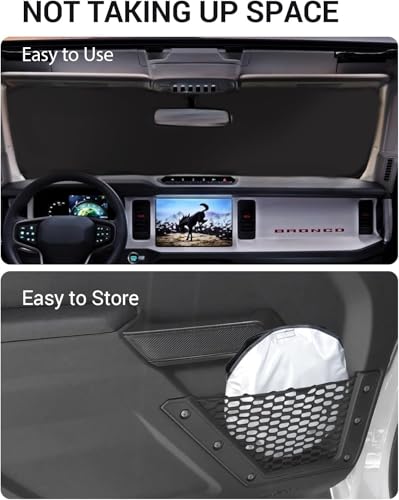 Proadsy 2026 Upgrade Windshield Sun Shade Custom Fit Ford Bronco 2/4-Door 2021-2025 2026 Foldable Front Sunshade Protector Blocks UV Rays Keep Car Cooler - size: Ford Bronco 2/4-Door 2021-2025 2026
