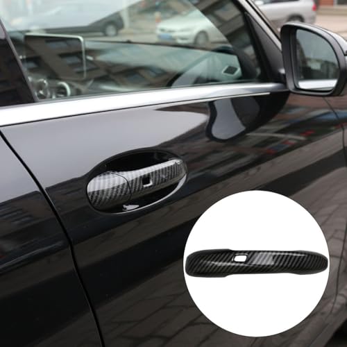 Car Door Handle Cover fit for Mercedes Benz C E S GLC GLE Class W205 W213 X253 W222 C292 W167 W177 2016-2022 – ABS Carbon Fiber Protector, 4PCS Trim Accessories Compatible Left Right Side