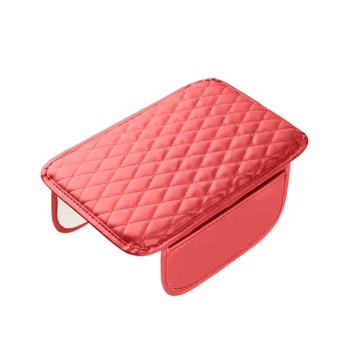 Upgraded Car Middle Center Console Cover with 2 Storage, Universal Microfiber Leather Car Armrest Cover Cushion Universal Vehicle Middle Console Cover, Most Vehicle, SUV, Truck. (Red) - color: Red