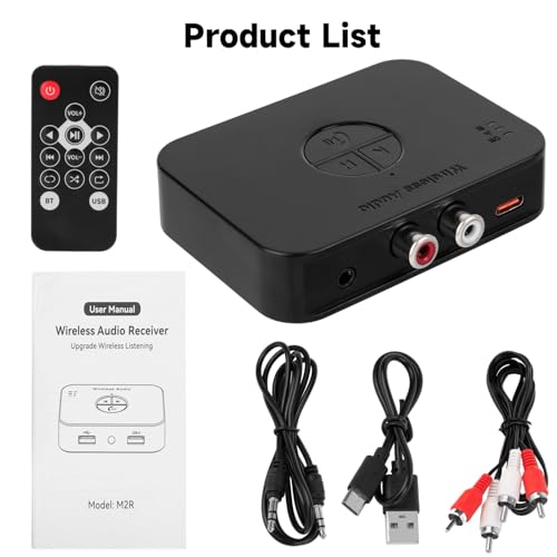 M2R Bluetooth 5.4 Audio Receiver 3.55mm RCA Bluetooth Adapter for Stereo Wireless Audio Receiver/USB Flash Drive/NFC One Touch Connection for Home and Car Stereo System Speakers - color: M2R