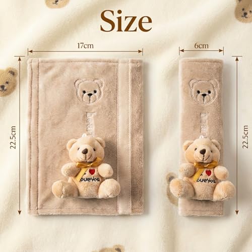 UNICOLD 2-Pack Ultra-Soft Short Plush Seatbelt Cover, Cute Animal Edition – Cloud-Like Shoulder Pad for a Comfy Ride for Adults & Kids (B-Bear) - style: B-Bear