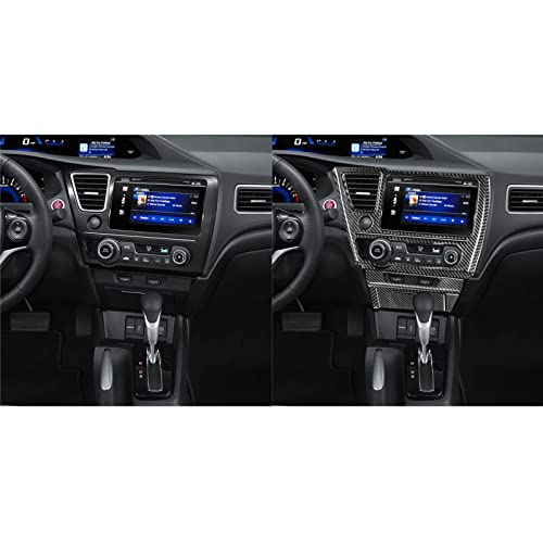 Car Center Console Multimedia Navigation Screen AC Control Seat Heated Panel Sticker Real Carbon Fiber Interior Trim Accessories Compatible with Honda Civic 9 Coupe/Sedan 2013-2015 Black A - Kit - color: Center Console Multimedia Navigation Screen Ac Vent