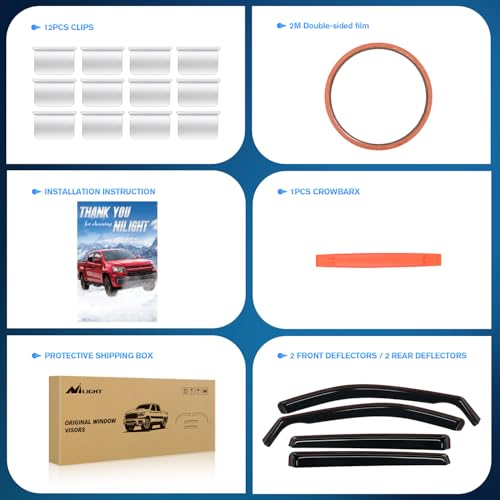 Nilight in Channel Rain Guards for Nissan Rogue S SV SL(Not fit Sport Model) 2014-2020 Original Window Deflectors, Vent Window Visors-4PCS - size: Nissan Rogue 2014-2020