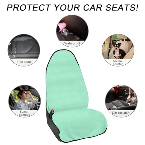 DXNQ Car Towel Seat Cover, Waterproof Sweating Non-Slip Premium Soft Towel Carseat Protector, Universal Machine Washable Car Truck SUV Front Seat Cover for Gym Workout Beach Hiking (Mint Green) - color: Mint Green, 1pc, Front