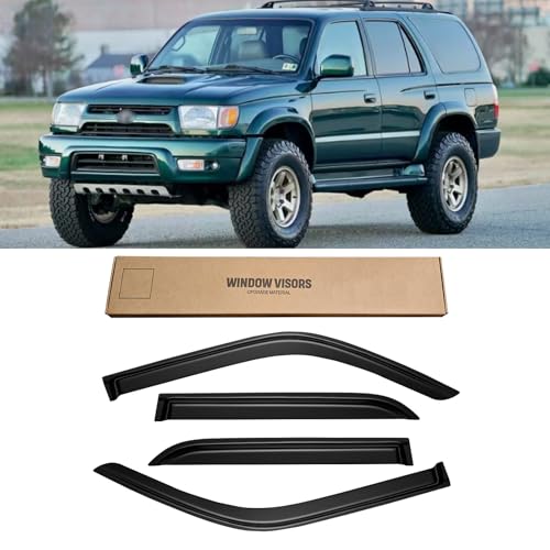 Window Visor for 1996-2002 Toyota 4runner, Out-Channel Rain Guards Shields Vent Deflector Shade Wind Dark Smoke 1997 1998 1999 2000 2001, Tape-On Outside-Mount, 4PCS - style: For 1996-2002 | Toyota 4runner | Out-Channel