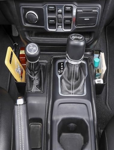 Savadicar GT-2 Shifter Storage Box, Gear Shift Side Tray, Center Console Organizer Compatible with 2018-2025 Jeep Wrangler JL JLU 4XE & Gladiator JT, Interior Storage Accessories, Black, 1 PC - size: std, style: No Pattern