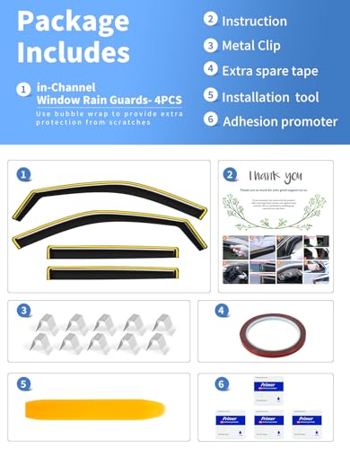 in-Channel Rain Guard Fit for Jeep Compass 2017-2026 Extra-Thick Window Rain Guards Extra Durable Window Deflectors Window Vent Visors Vent Low-Profile Shades Exterior Car Accessories - size: Fit for 2017-2026 Jeep Compass