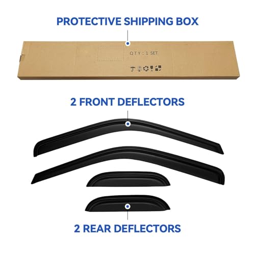 Window Visors Rain Guards for 1999-2016 Ford F250 F350 F450 Super Duty SuperCab, Out-Channel Window Vent Wind Deflectors Visors Shades for 99-16 F-250 F-350 F-450 Extended Cab - size: 1999-2016 F250-f450 Supercab