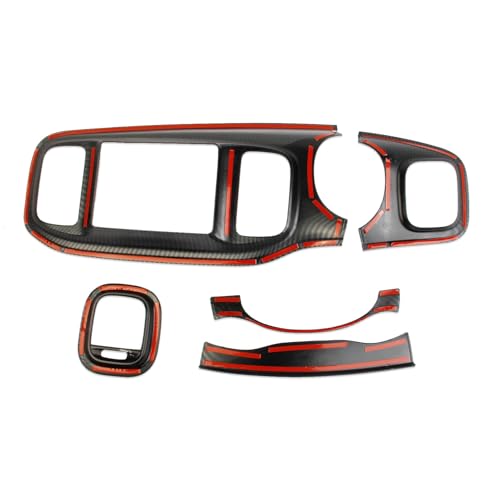 crosselec Carbon Fiber Center Consoles Dashboard Instrument Gauge Cluster Dash Air Vent Panel Kit Cover Trim Garnish Bezel for for Dodge Charger 2015-2023 (red Carbon Fiber) - color: red carbon fiber