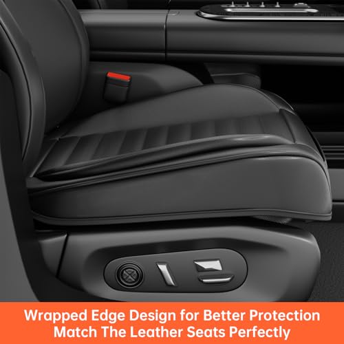2 Pack Car Bottom Seat Cover, Luxury Leather Front Seat Covers, Breathable and Waterproof Automotive Bottom Seat Covers, Universal Anti-Slip Seat Covers Fit for Most Vehicles (Black, 2 PCS) - color: Black-2 PCS