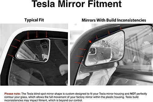 Blind Spot Mirrors - Compatible with Tesla Model 3 - Extended View - Custom Contoured - Convex - Black - Set of 2-2 Piece Set (Left & Right) - size: Model 3