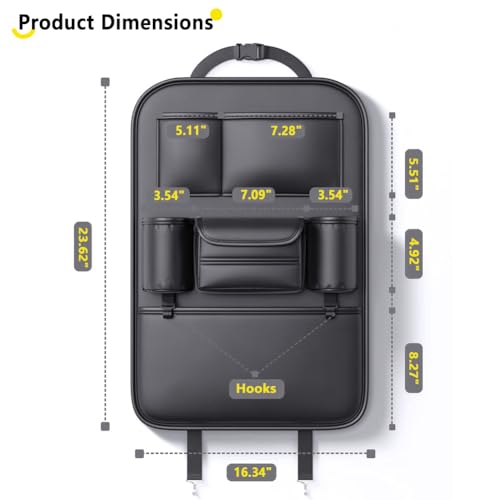 Tumecos Car Backseat Storage Bag,Seat Back Organizer with Tissue Box,Multifunctional Kick Mat,Backseat Protector Cover Pad,Large Capacity Seat Back Storage Hanging Bag(Style A) - style: Style A