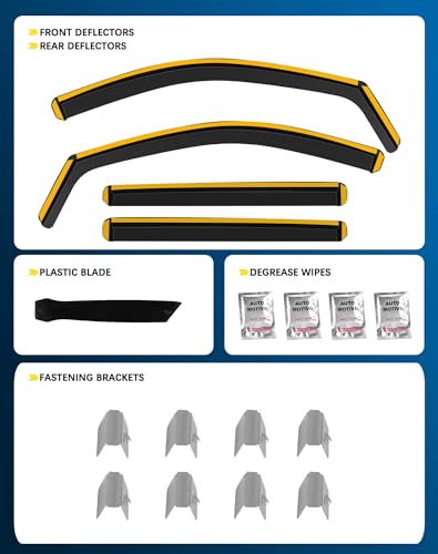 Shatterproof in-Channel Rain Guards for Chevrolet (Chevy) Silverado GMC Sierra 1500 2019-2026 Crew Cab, Clip-on Window Deflectors Vent Window Visors Rain Sun Wind Guards Shade Deflectors - size: For Silverado Sierra 1500 2019-2026 Crew Cab
