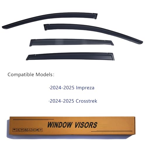 Window Visors Rain Guards Compatible with Crosstrek 2024-2026, Out-Channel Side Window Wind Deflectors Vent Shades Accessories for Impreza 2024-2026, Dark Smoke 4 Pcs, 2025 - size: 2024-2026 Crosstrek