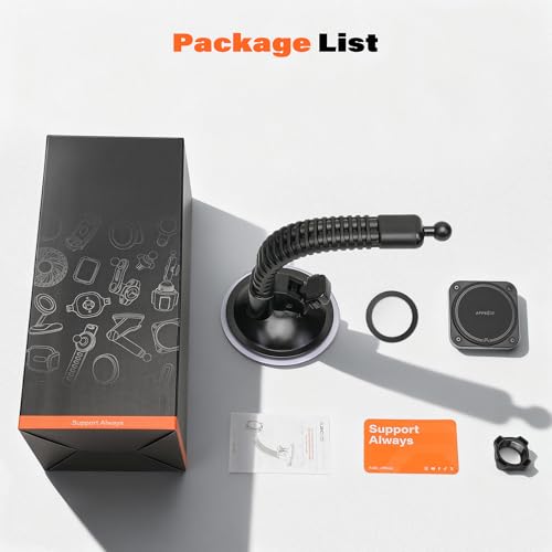 APPS2Car for Heavy-Duty MagSafe Truck Phone Mount, 4.33" Extra Large Vacuum Suction Cup, 20 Strong Magnets, Ultra-Stable Double-Rib Long Arm, Magnetic Phone Holder for Pickup, Semi Trucks, Tractor