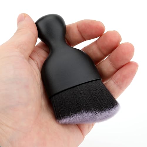 Car Detailing Brush, Soft Bristle Cleaning Brush, Scratch-Free Auto Duster Tool for Dashboard, Air Vents, Leather & Interior Cleaning (Black&White) - color: Black&white