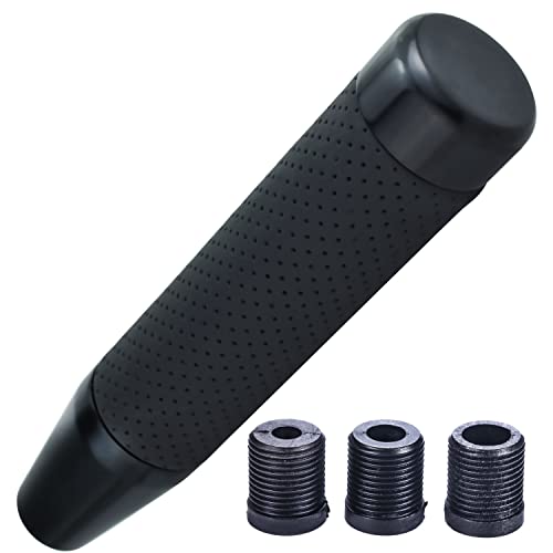 Long Gear Shifter Knob Leather Covered Car Stick Shift Lever Alloy Handle Fit Most Manual Vehicles, Black - color: Black