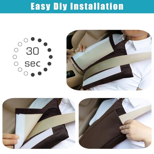 Super Soft Seatbelt Pillow, Seat Belt Pillow for Mastectomy Post-Surgery, Seat Belt Cushion for Heart Surgery Recovery, Hysterectomy Abdominal Incision Recovery Seatbelt (Chocolate, Large) - color: Chocolate
