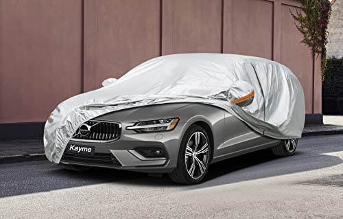 Kayme Car Covers for Automobiles Waterproof All Weather Sun Uv Rain Protection with Zipper Mirror Pocket, Suitable for Audi A4 Avant, Volvo V50 V60 V70, etc. Fit Station Wagon (178 to 190 Inch) 2XL - size: C4 For Hatchback-Length ( 178-190 inch )