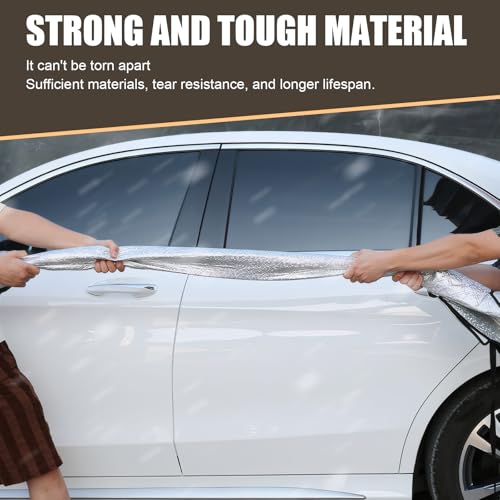 Car Windshield Cover for Ice and Snow, Thickened Windproof Four-season Protection Waterproof Dustproof Frost-proof Portable Car Cloth, Outdoor Indoor Foldable Protective Cover, for Cars (Silver)