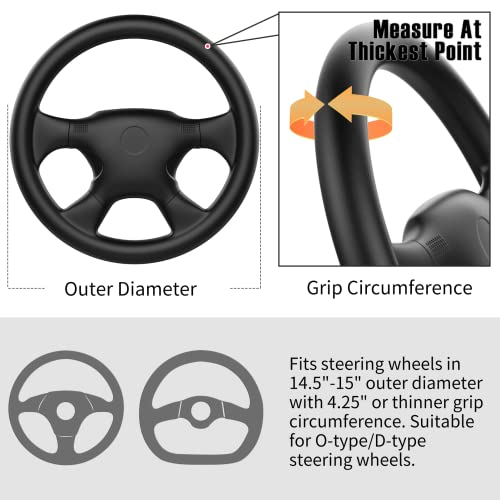 SEG Direct Genuine Leather Steering Wheel Cover, Stitch On Wrap, 15 Inch Steering Wheel Wrap for Car Truck SUV Pickup Boat, DIY Sewing with Needle Thread, Gray - color: Gray